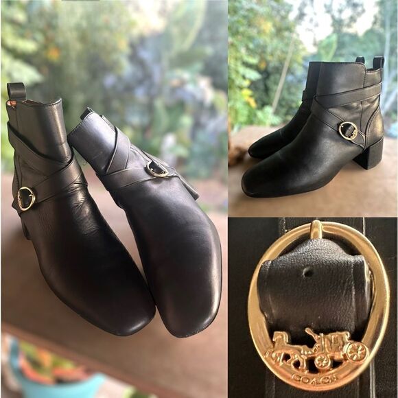 🔥🔥 COACH Nadia Bootie Black Boot Leather Size 9 - Picture 1 of 16